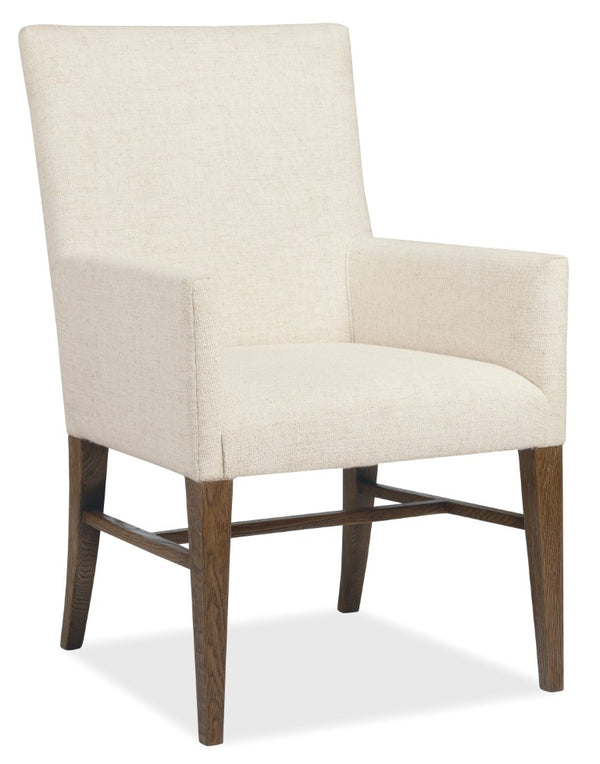 Hooker Furniture Driftwood Worn Saddle Upholstered Arm Chair — Rustic Transitional Dining Accent With Solid Wood Frame, Neutral Fabric Comfort 6820-75511-85