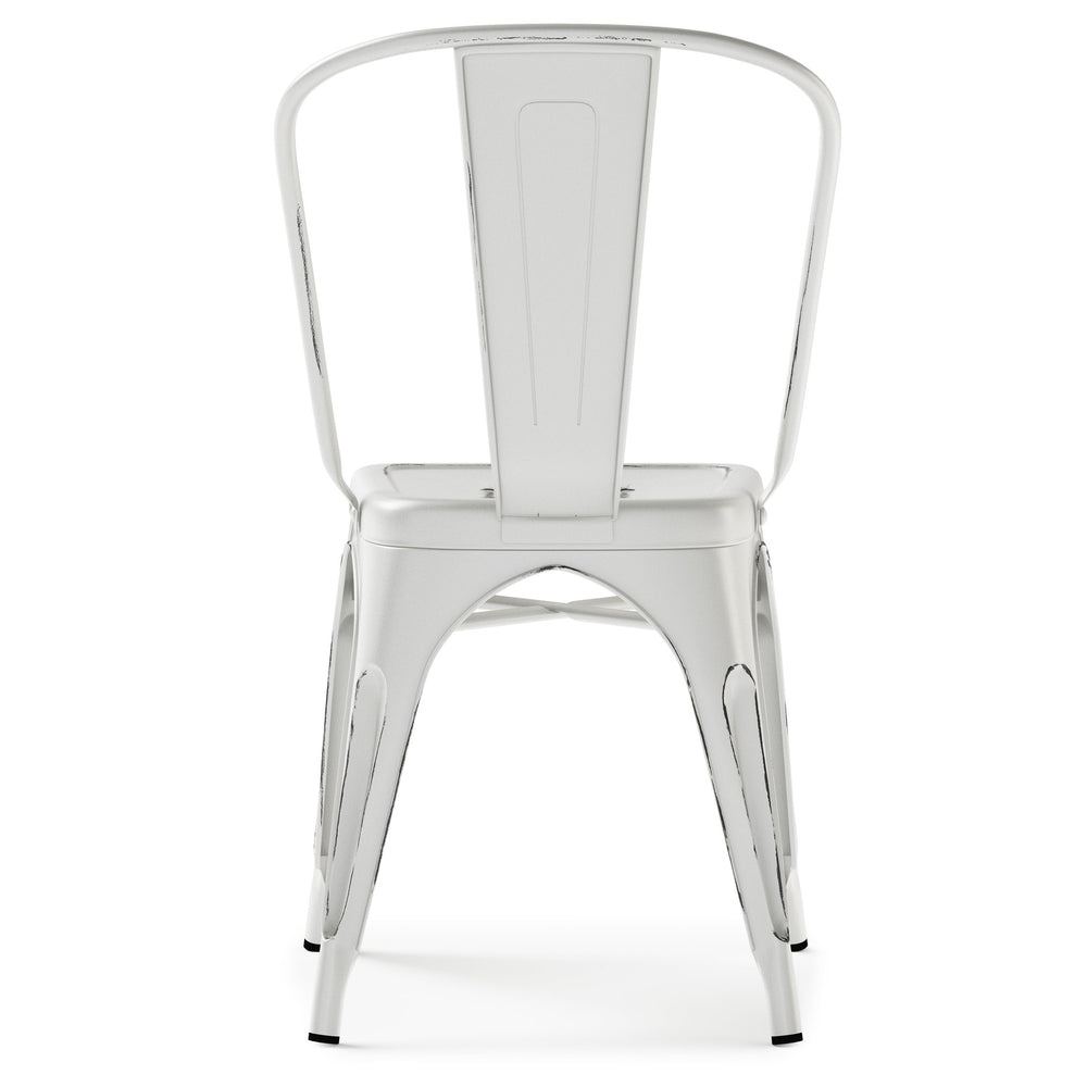 English Elm Fletcher Metal Dining Side Chair Set Of 2 - Vintage Distressed White, Durable & Chic Design B136P158661