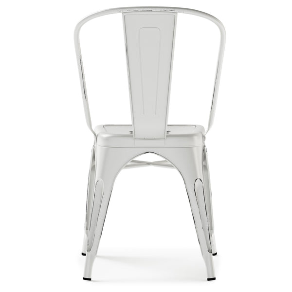 English Elm Fletcher Metal Dining Side Chair Set Of 2 - Vintage Distressed White, Durable & Chic Design B136P158661