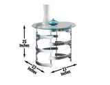 Steve Silver Teegan Gray Glass End Table with Chrome Base and Acrylic Legs, Contemporary Design, 23