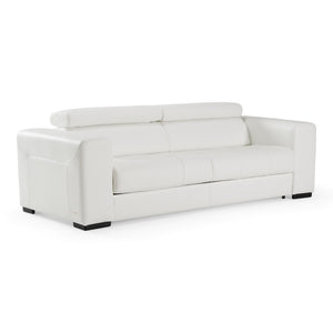 VIG Furniture Icon Italian White Nirvana Leather Sofa Bed With Adjustable Headrests, Fold-Over Arms & Anti-Allergy Mattress VGCCICON-WHT-SB