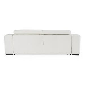VIG Furniture Icon Italian White Nirvana Leather Sofa Bed With Adjustable Headrests, Fold-Over Arms & Anti-Allergy Mattress VGCCICON-WHT-SB