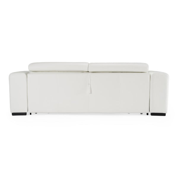 VIG Furniture Icon Italian White Nirvana Leather Sofa Bed With Adjustable Headrests, Fold-Over Arms & Anti-Allergy Mattress VGCCICON-WHT-SB