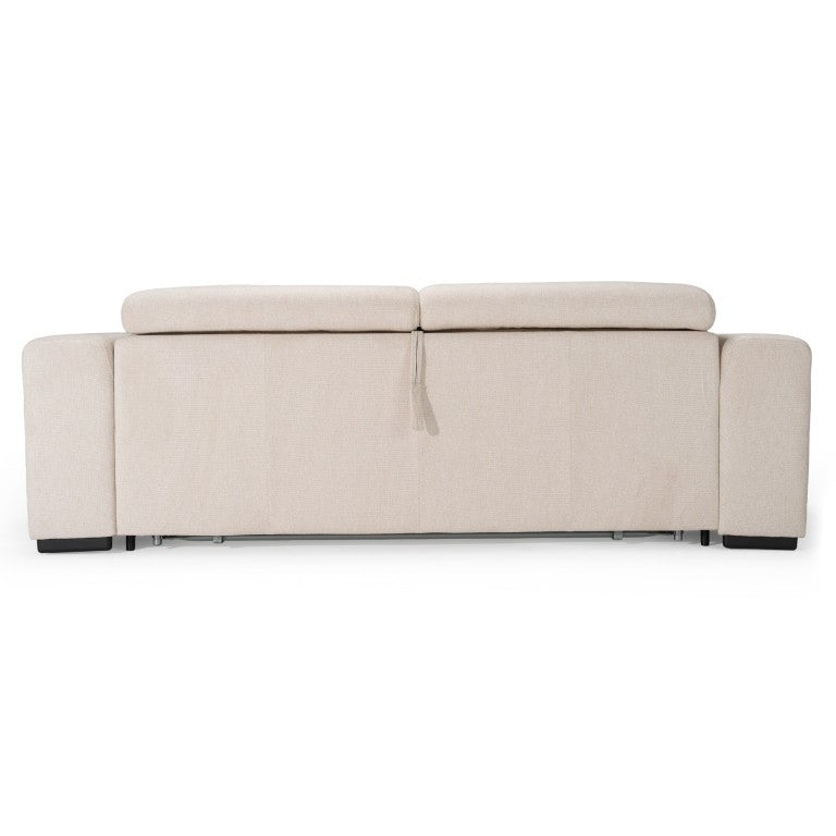 VIG Furniture Icon Italian Sand Sofa Bed — Modern 3-Seater Convertible With Adjustable Headrests, Removable Hygienic Mattress Covers VGDTICON-SAND