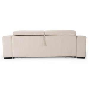 VIG Furniture Icon Italian Sand Sofa Bed — Modern 3-Seater Convertible With Adjustable Headrests, Removable Hygienic Mattress Covers VGDTICON-SAND
