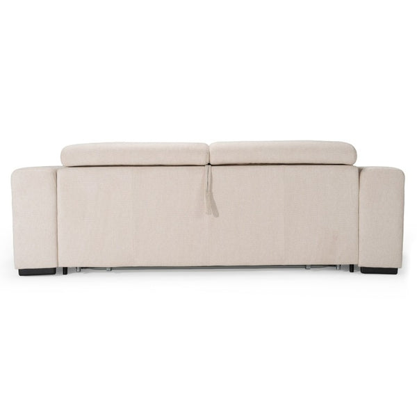 VIG Furniture Icon Italian Sand Sofa Bed — Modern 3-Seater Convertible With Adjustable Headrests, Removable Hygienic Mattress Covers VGDTICON-SAND