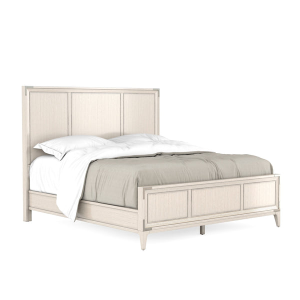A.R.T. Furniture Passport King Panel Bed In Contemporary Blanche Finish With Stylish Nailhead Trim Accents Light Brown Materials, Quartered Ash Veneers  And Ash Solids 301126-2349