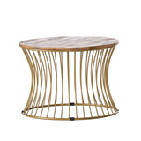 Christopher Knight Home® - Noble House - Halley Handcrafted Boho Mango Wood and Iron Coffee Table, Natural and Gold