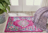 Nourison Passion PSN03 Machine Made Power-loomed Ornamental Border Indoor Only Bohemian Vintage Rug Fuchsia, Pink 100% Polypropylene 99446387622