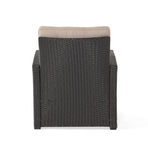 English Elm Christopher Knight Home® - ST MARTA SINGLE SOFA Dark Brown PE Rattan Outdoor Armchair with Iron Frame and Waterproof Cushion Comfort 57723.00DBRN