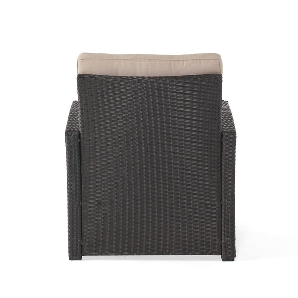 English Elm Christopher Knight Home® - ST MARTA SINGLE SOFA Dark Brown PE Rattan Outdoor Armchair with Iron Frame and Waterproof Cushion Comfort 57723.00DBRN
