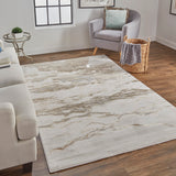Feizy Rugs Aura Polyester/Polypropylene Machine Made Casual Rug Ivory/Tan/Gray 13' x 20'