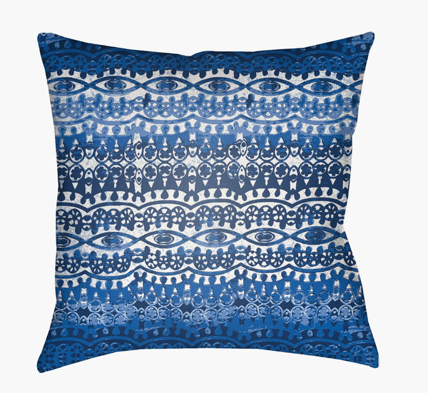 Livabliss Indigo Blues Woven Geometric Throw Pillow Bohemian Accent for Sofa or Bed ID003-2020