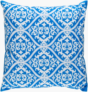 Livabliss Indigo Blues Woven Polyester Throw Pillow Vintage Pattern for Sofa or Reading Chair Azure, Snow Whi 18"L x 18"W ID013-1818