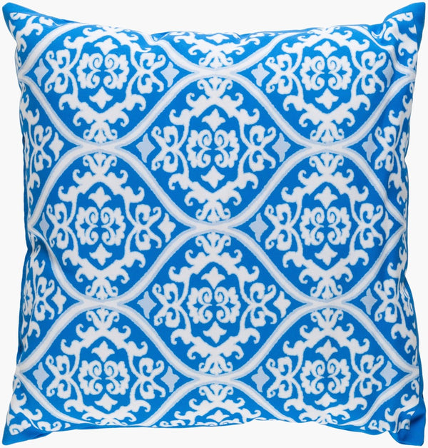 Livabliss Indigo Blues Woven Polyester Throw Pillow Vintage Pattern for Sofa or Reading Chair Azure, Snow Whi 18"L x 18"W ID013-1818