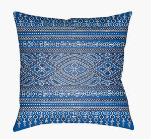 Livabliss Indigo Blues Woven Polyester Accent Pillow Vintage Bohemian Pattern for Eclectic Interiors ID018-1818