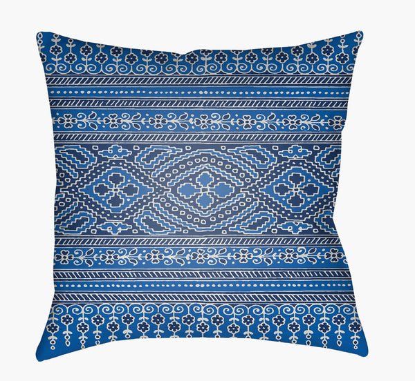Livabliss Indigo Blues Woven Polyester Accent Pillow Vintage Bohemian Pattern for Eclectic Interiors ID018-1818