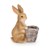 Christopher Knight Home® - Noble House - Tooke Outdoor Decorative Rabbit Planter, White and Brown