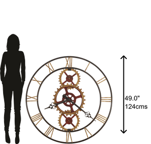 Hekman Furniture 625645 Hannes Oversized Industrial Wall Clock With Antique Brass Accents - Stylish & Easy To Assemble  Hannes Wall Clock 625645