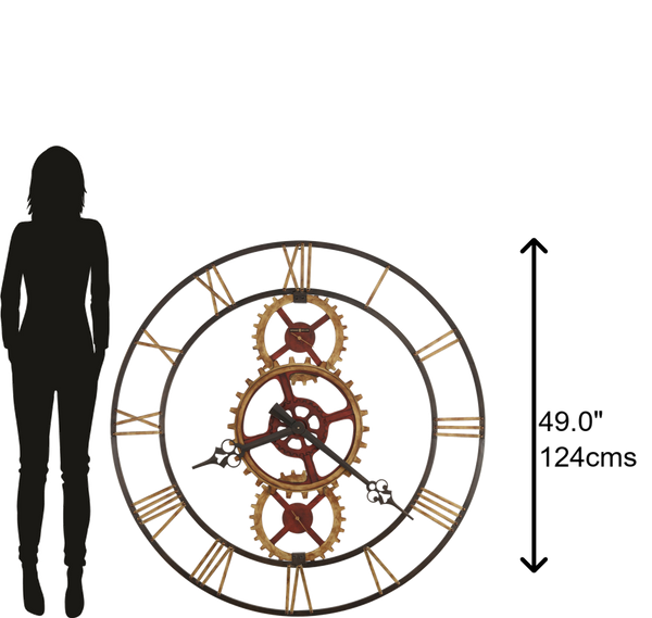 Hekman Furniture 625645 Hannes Oversized Industrial Wall Clock With Antique Brass Accents - Stylish & Easy To Assemble  Hannes Wall Clock 625645