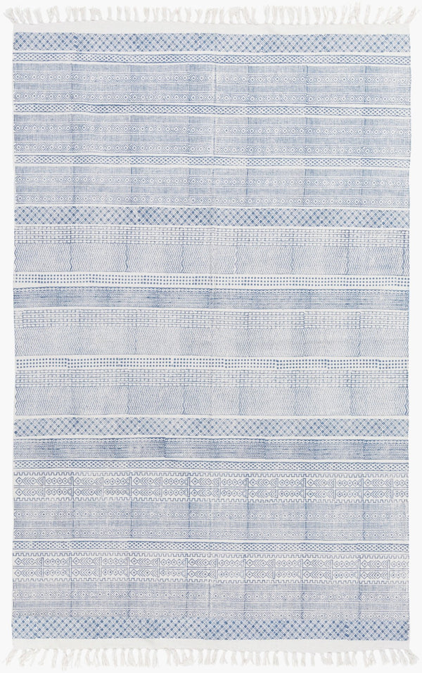 Surya Idina 2' X 3' Handmade Cotton Rug - Elegant Global Design, Durable & Charming For Any Room! Blue Cotton Idi8800-23
