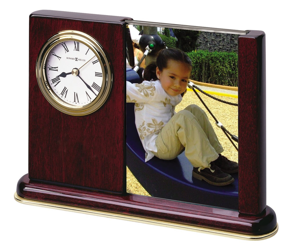 Hekman Furniture 645498 Portrait Caddy Tabletop Clock - Customizable Wooden Design With Photo Storage & Quartz Movement Rosewood Portrait Caddy Tabletop Clock 645498