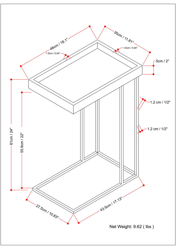 English Elm Gallagher Handcrafted C Side Table in Natural Mango Wood with Black Metal Frame — Slide-Under Design B136P158667
