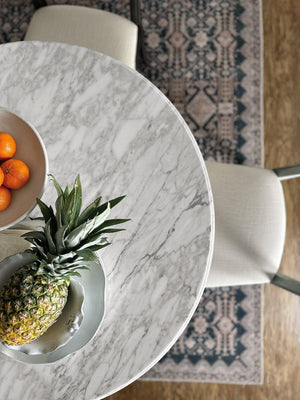 Hooker Furniture Charleston Round Bistro Table With Veneered Carrara Stone Top & Carved Pedestal — Distressed Elegance 6750-75202-95