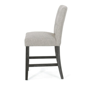 English Elm Christopher Knight Home® - Contemporary Button-Tufted Fabric Counter Stools Set of 2 with Espresso Legs, Waffle Stitch Comfort LIGHT GREY 71254.00LGRY