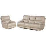 Parker House Whitman - Verona Linen - Powered By Freemotion Power Reclining Sofa And Recliner Beige Top Grain Leather With Match (X) Mwhi-31ph-p25-vli