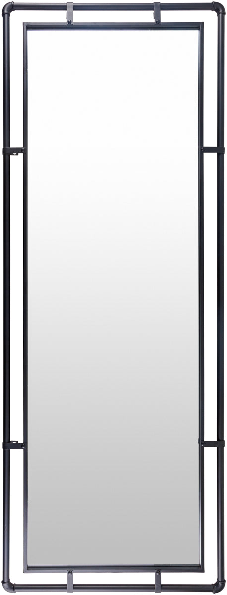 Indus IDS-002 65"H x 24"W x 1"D Full Length Mirror IDS002-6524  Frame: Black Surya