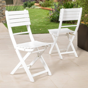 English Elm Outdoor Solid Acacia Wood Folding Patio Dining Chairs Set for Deck or Backyard 59328.00WHI