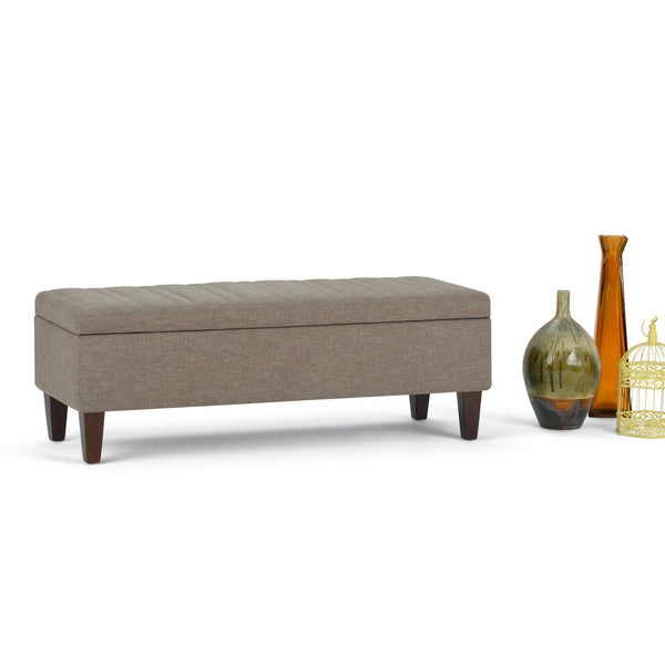 English Elm Monroe Storage Ottoman – Stylish Fawn Brown Fabric With Hidden Storage, Versatile Seating & Safety Features B136P158195