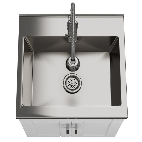 English Elm Hennessy - Stylish 20" Laundry Cabinet With Stainless Steel Sink & Chrome Faucet For Easy Cleaning B136P158796