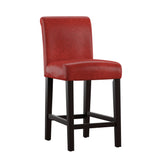 Homelegance By Top-Line Leander Faux Leather Counter Height Stools (Set of 2) Red Rubberwood