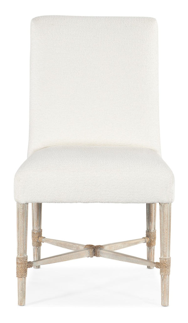 Hooker Furniture Serenity Coastal Side Chair With Macrame Arctic Upholstery, Rope-Wrapped Arms & X Stretcher Base 6350-75710-80
