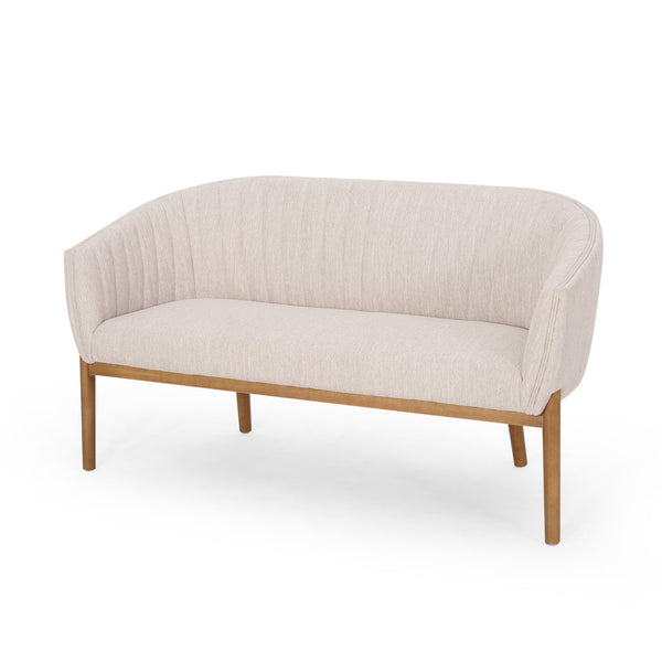 English Elm Loveseat Mid-century Modern Channel Tufted Upholstered Sofa with Rubberwood Tapered Legs 65780.00FBGE