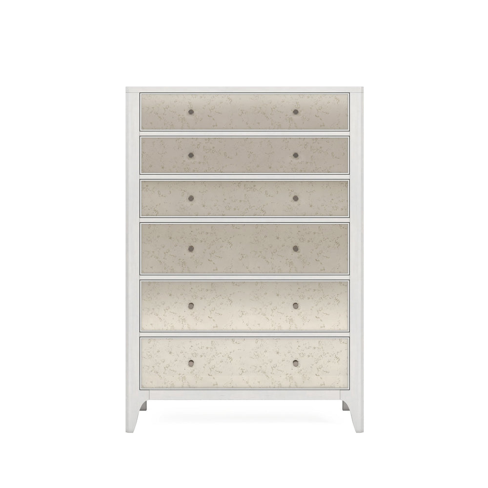 A.R.T. Furniture Mezzanine Drawer Chest In Dove Gray - Elegant Storage Solution With Antique Mirror And Cedar Lining Light Gray Parawood And Poplar Solids,Maple Veneer,Mirror 325150-2249