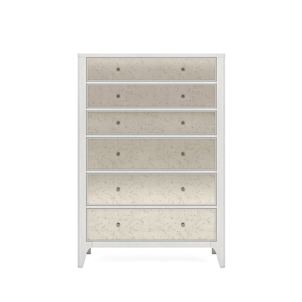 A.R.T. Furniture Mezzanine Drawer Chest In Dove Gray - Elegant Storage Solution With Antique Mirror And Cedar Lining Light Gray Parawood And Poplar Solids,Maple Veneer,Mirror 325150-2249