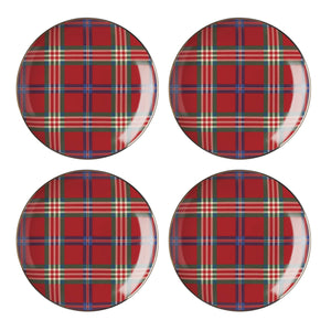 Lenox Holiday Red Tartan Accent Plates, Set of 4 Red, RED PORCELAIN 896528