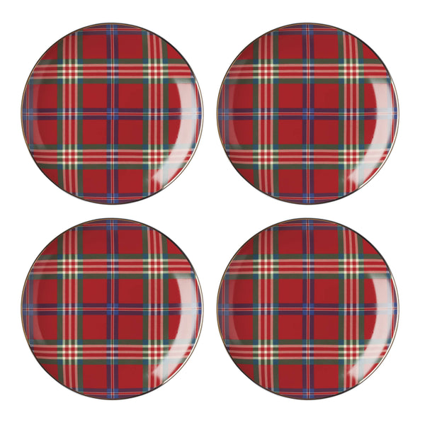 Lenox Holiday Red Tartan Accent Plates, Set of 4 Red, RED PORCELAIN 896528