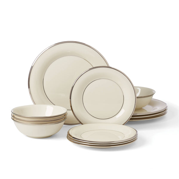 Lenox Solitaire 12-Piece Dinnerware Set, Service for 4 White, IVORY PORCELAIN 896065