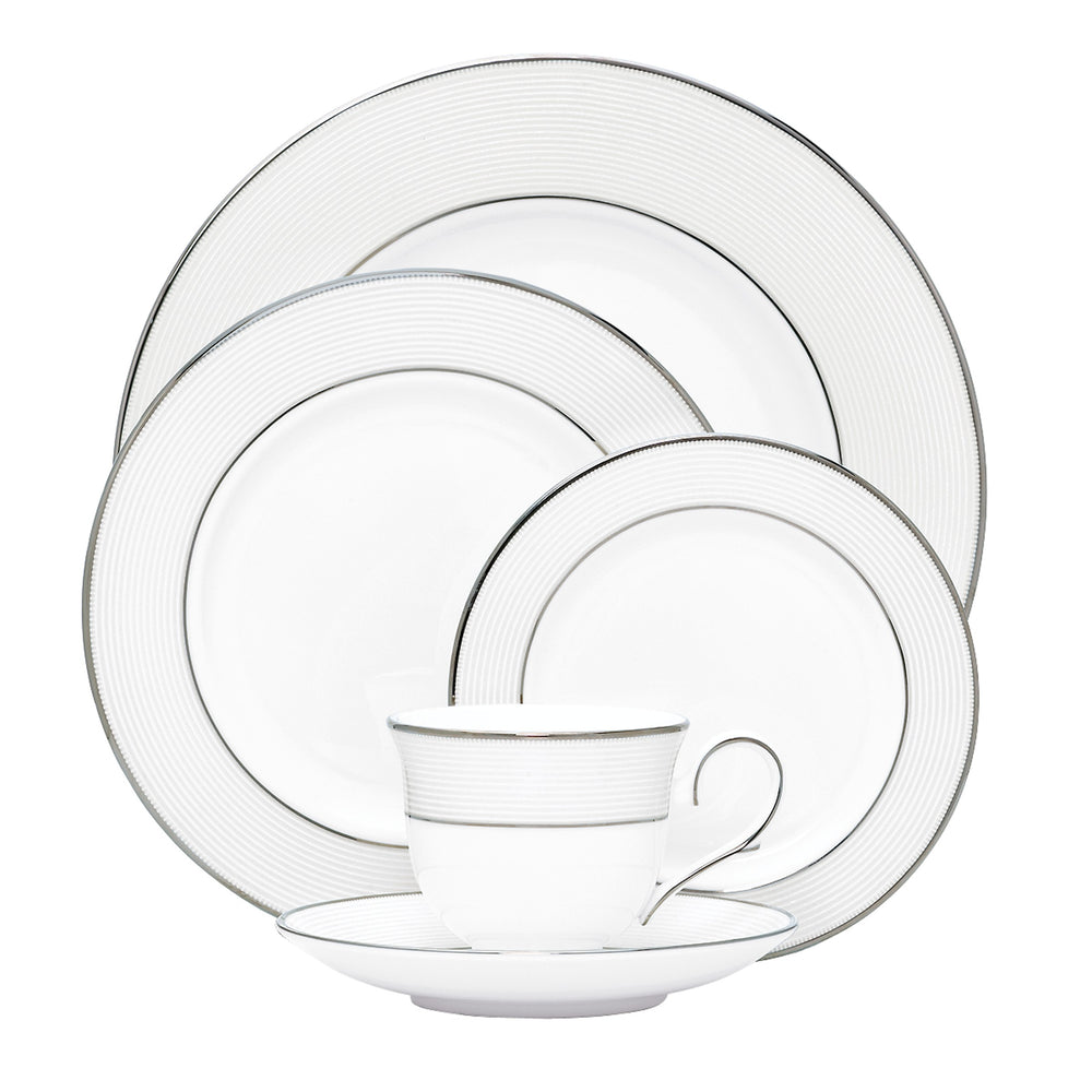 Lenox Opal Innocence Stripe 5-piece Place Setting White, WHITE BONE CHINA 806506