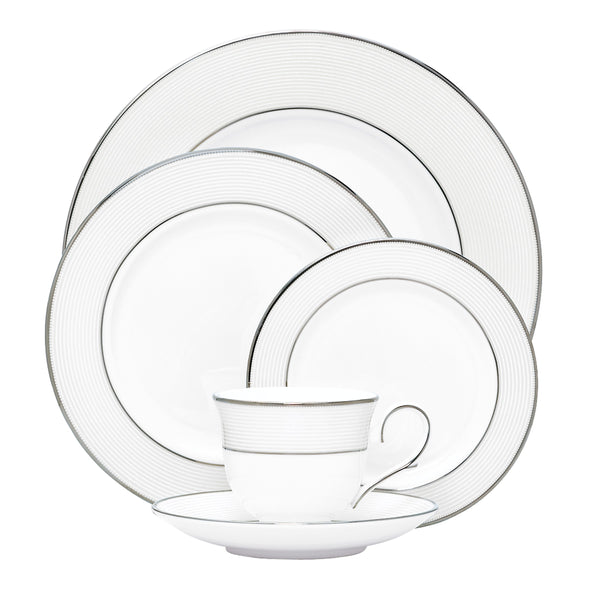Lenox Opal Innocence Stripe 5-piece Place Setting White, WHITE BONE CHINA 806506