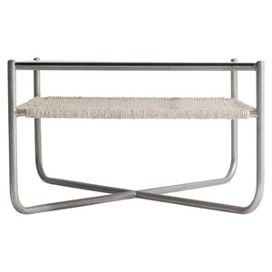 Bernhardt Bernhardt Kendo Cocktail Table With Tempered Glass, Woven Abaca Shelf & Graphite Steel Frame, 50" 328021