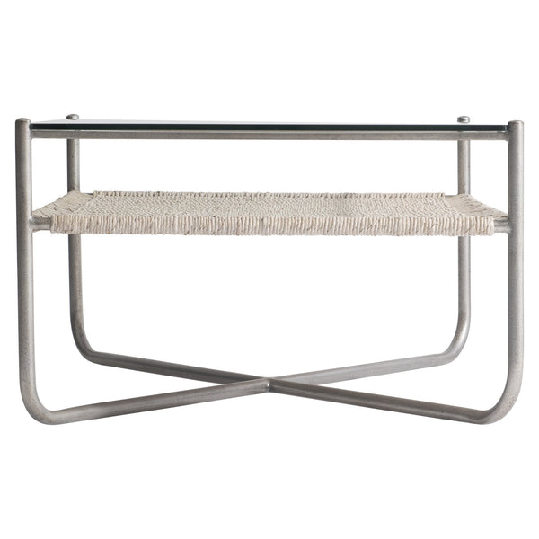 Bernhardt Bernhardt Kendo Cocktail Table With Tempered Glass, Woven Abaca Shelf & Graphite Steel Frame, 50" 328021