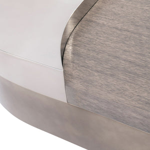 Bernhardt Bernhardt Jacopo Sculptural Cocktail Table With Layered Stainless Steel & Wire‑Brushed Oak Accent (Kona) 332022