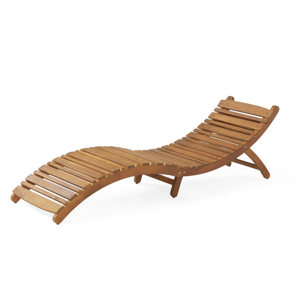 English Elm Christopher Knight Home® - LAHAINA Acacia Wood Foldable Chaise Lounge for Patio & Poolside — Weather-Resistant, Portable Comfort Brown 38.5 L x 24.75 W x 8.5 H 57076.00