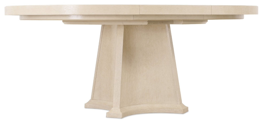 Hooker Furniture Westwood Polished Limestone Round Dining Table With 20" Leaf — Pedestal Base, Modern Oak Veneer 6133-75221-80