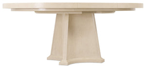 Hooker Furniture Westwood Polished Limestone Round Dining Table With 20" Leaf — Pedestal Base, Modern Oak Veneer 6133-75221-80